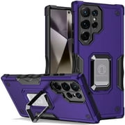 TJS for Samsung Galaxy S25 Ultra Phone Case, [Military Grade] Heavy Duty Magnetic Support Ring Kickstand Cover for Galaxy S25 Ultra Purple