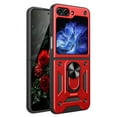 thumbnail image 1 of TJS for Samsung Galaxy Z Flip 5 Phone Case, Impact Resistant Metal Ring Magnetic Support Kickstand Drop Protector Cover (Red), 1 of 7