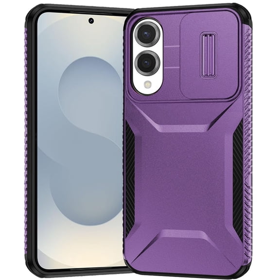 TJS for Samsung Galaxy s25 Edge Phone Case, Slide Camera Cover Shockproof TPU+PC Lens Protection Cover for Galaxy s25 Edge (Purple)
