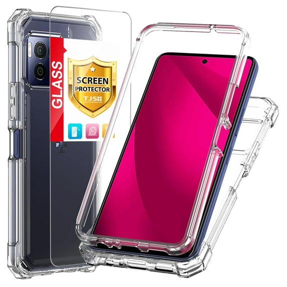 TJS for T-Mobile Revvl 7 Pro 5G Phone Case, with Screen Protector, Full Body Protective Heavy Duty Hybrid Bumper Cover (Clear)