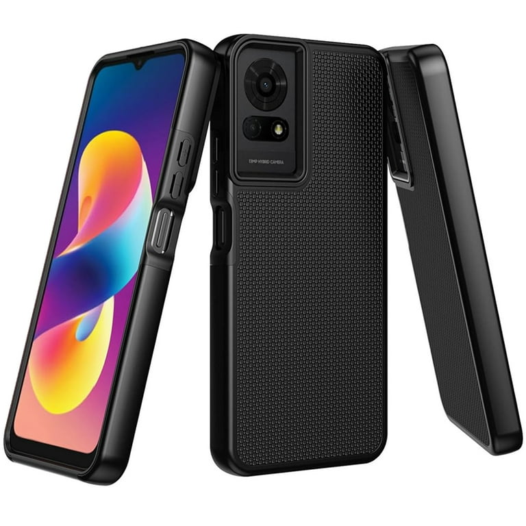 TJS for TCL 50 LE (T510SPP) / TCL K24 (T434D) / K23 Phone Case, Slim Dual  Layer Hybrid Shockproof Rugged Phone Cover (Black)