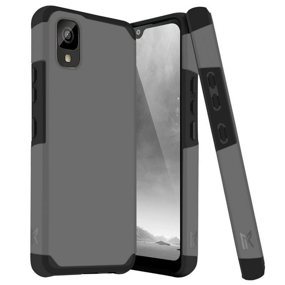 TJS for TCL ION Z Phone Case, Magnetic Support Dual Layer Drop Protection Impact Rugged Armor Cover (Gray)