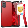thumbnail image 1 of TJS for TCL K11 T432W / TCL 502 Phone Case, with Tempered Glass Screen Protector, Dual Layer Hybrid Magnetic Support Shockproof Heavy Duty Cover (Red), 1 of 5