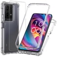 thumbnail image 1 of TJS for TCL K32 5G / K33 5G Phone Case, with Tempered Glass Screen Protector, Full Body Protective Heavy Duty Hybrid Bumper Cover (Clear), 1 of 5