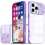 TJS for iPhone 16 Pro Phone Case, Slide Camera Cover Full Body Bumper Protective Clear Cover Black
