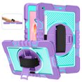 thumbnail image 1 of TJS for iPad 9th (2021) / 8th (2020) / 7th (2019) / Generation 10.2 Inch Case with Pencil Holder, Rotatable Hand Strap Kickstand Hybrid Heavy Duty Shockproof Protective Case (Purple), 1 of 6