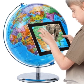 TJT 3D AR Educational World Globe, 10'' Interactive Globe for Kids with Metal Stand , Earth Globes for Adults, LED Illuminated Night Lighting Gift