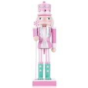 TJT Pink Nutcracker Decorations, Christmas Decorations 10 in Wooden Nutcracker Soldier Ornaments Festive Collectible Xmas Figures Decor Gift Indoor