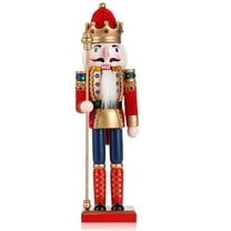 TJT Nutcracker Decorations, 12'' Christmas Nutcrackers, Wooden Nutcracker Soldier Ornaments Collectible Xmas Figures Decor Gift Indoor Red King