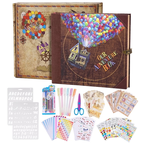 TJT Our Adventure Book Scrapbook Kit, 146 Pages Photo Album Scrap Book Supplies Gift for Wedding Christmas Birthday Travel Anniversary, 146 Pages