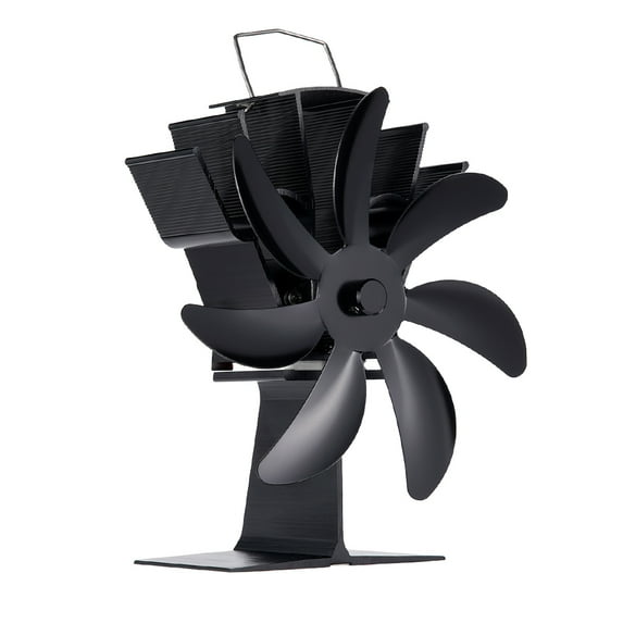 TJT 7-Blade Wood Stove Fan Heat Powered Stove Fan for Log Burner Fireplace Silent Black
