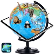 TJT 3D AR Educational World Globe, 10 Interactive Globe for Kids with Plastic Stand , Earth Globes for Adults, LED Illuminated Night Lighting Gift