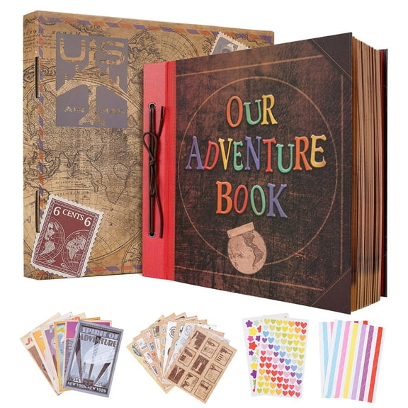 TJT Large Our Adventure Book 12x12 Scrapbook Photo Album, 60 Pages Hardcover Travel Scrap Books Memory Book Gift for Anniversary Wedding Mother's Day