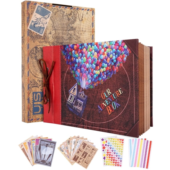 TJT Our Adventure Book Scrapbook Photo Album 11.9 X 7.6 Inch 80 Pages, 3D Embossed Hard Cover DIY Memory Book for Wedding, Anniversary, Travel