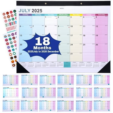 TJT Desk Calendar 2025, Large 22" x 17" Wall Calendar 18 Months from July 2025 - December 2026, Desktop Monthly Planner with Plastic Cover and Stickers, Suitable for Home School Classroom Office