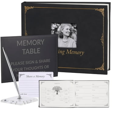 TJT  In Loving Memory Funeral Guest Book 100 Pages For 312 Guests For Memorial Service With Table Card, Pen & Pen Holder, Cover Can Be Inserted With Images,  In Loving Memory