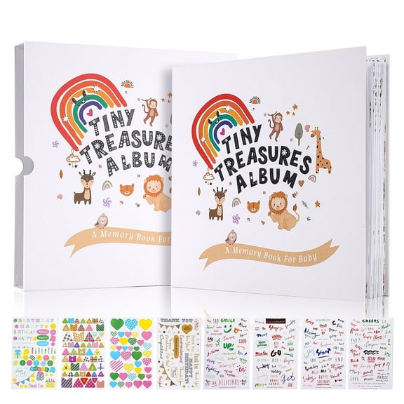 TJT Keepsake Baby Books for Newborn Baby Memory, First 5 Years Baby Memory Book Record Gift, 124 Pages Baby Album, Rainbow, Red