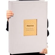 TJT Photo Albums for 4x6 Holds 300, 100 Pages Suede Cover with Display Window DIY Photo Book, Ideal Gifts for Family Travel Wedding Baby, Beige