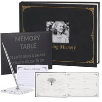 TJT In Loving Memory Funeral Guest Book 100 Pages For 312 Guests For Memorial Service With Table Card, Pen & Pen Holder, Cover Can Be Inserted With Images, In Loving Memory