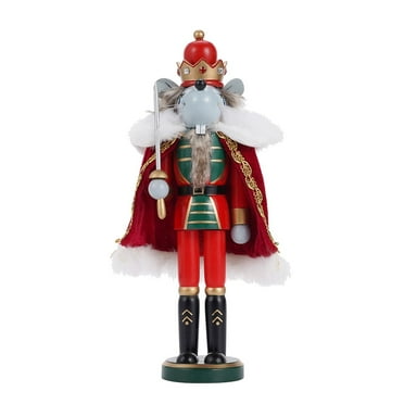 TJT 12 in Mouse King Wooden Nutcracker Ornament Christmas Handmade Wooden Table Decorations