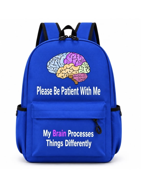Autism Awareness Backpack Please Be Patient With Me School & Travel Bag, Blue