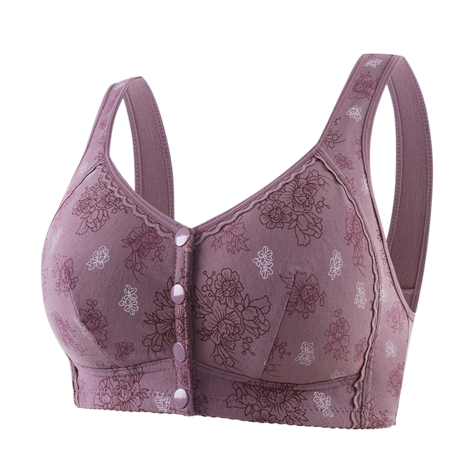 TJUJUSO Daisy Bras for Older Women Front Button Bra Comfortable ...