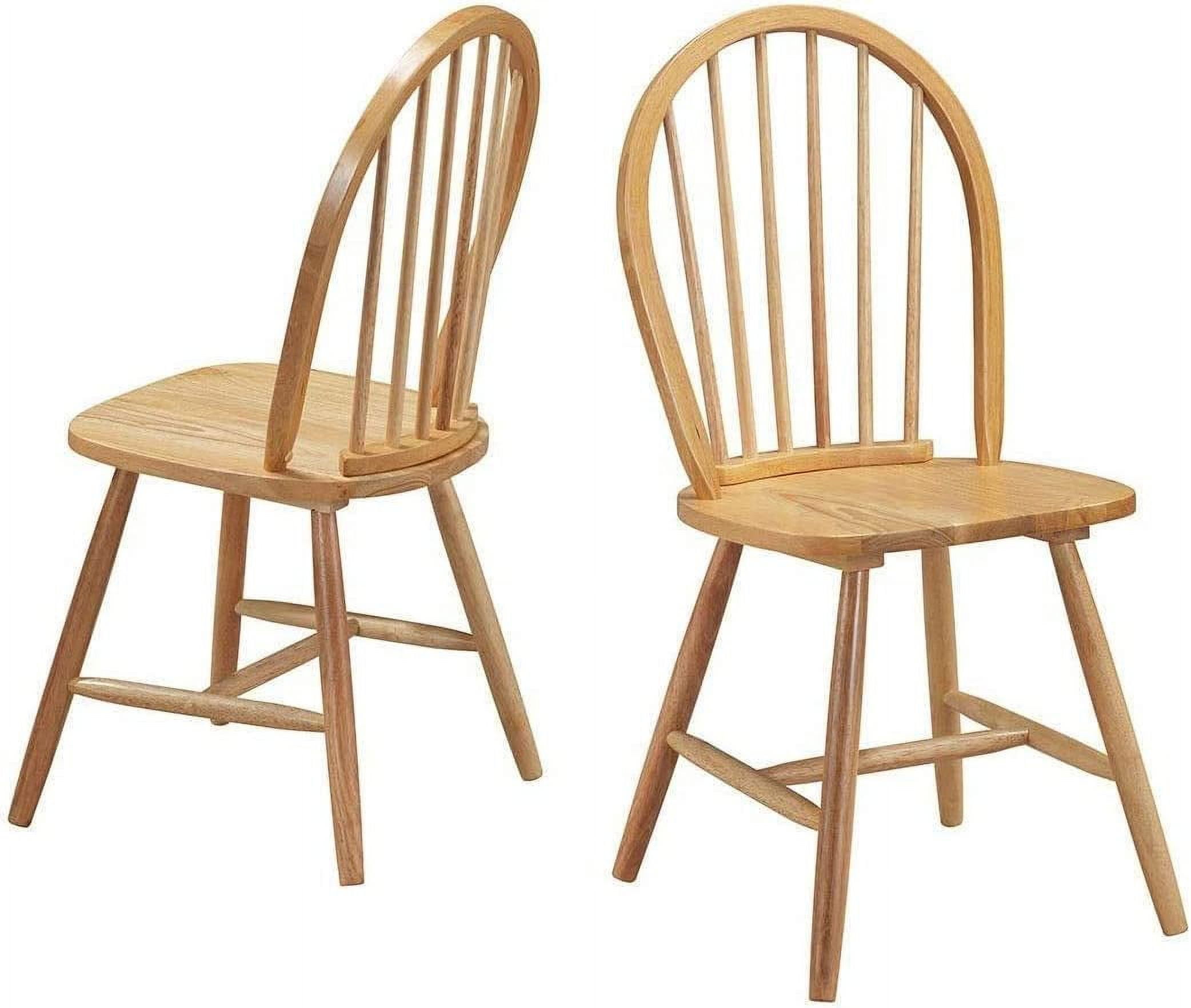 Classic Windsor-Style Natural Wood Spindleback Side Chair Set of 2