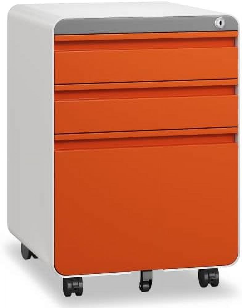 TJUNBOLIFE 3 Drawer File Metal Filing with Lock Wheels
