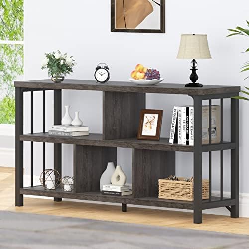 TJUNBOLIFE 5 Cube Organizer Industrial Low Horizontal Bookshelf Modern
