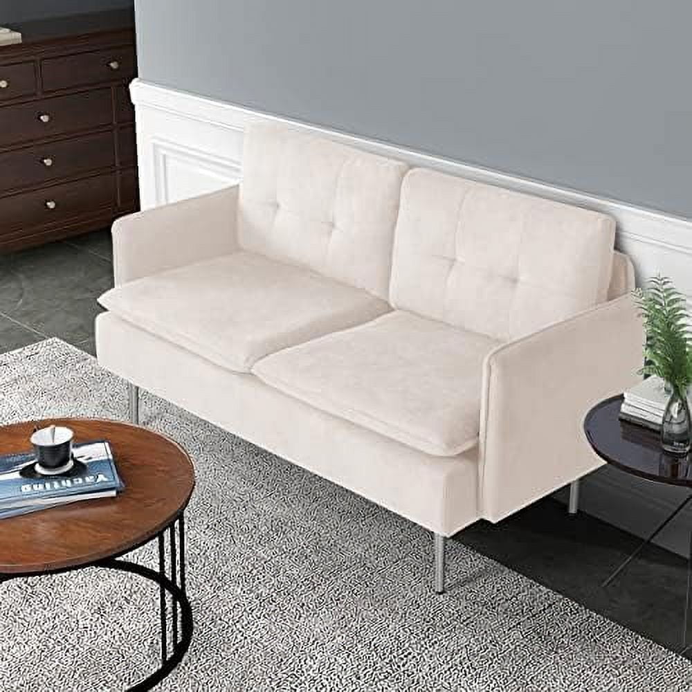 TJUNBOLIFE 54.5" Loveseat Sofa Mini Couch for Bedroom Upholstered Love