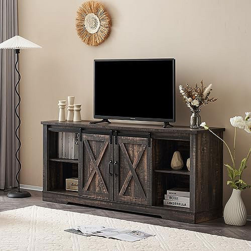 TJUNBOLIFE 66" Farmhouse TV Stand for 75 Inches TVs Entertainment