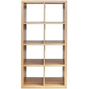 TJUNBOLIFE 8 Cube  Organizer with Open Back   2 X 4 Cube Bookcase   Unit   Wooden Wardrobe  Study Organizer for Home  Office (Walnut Color)