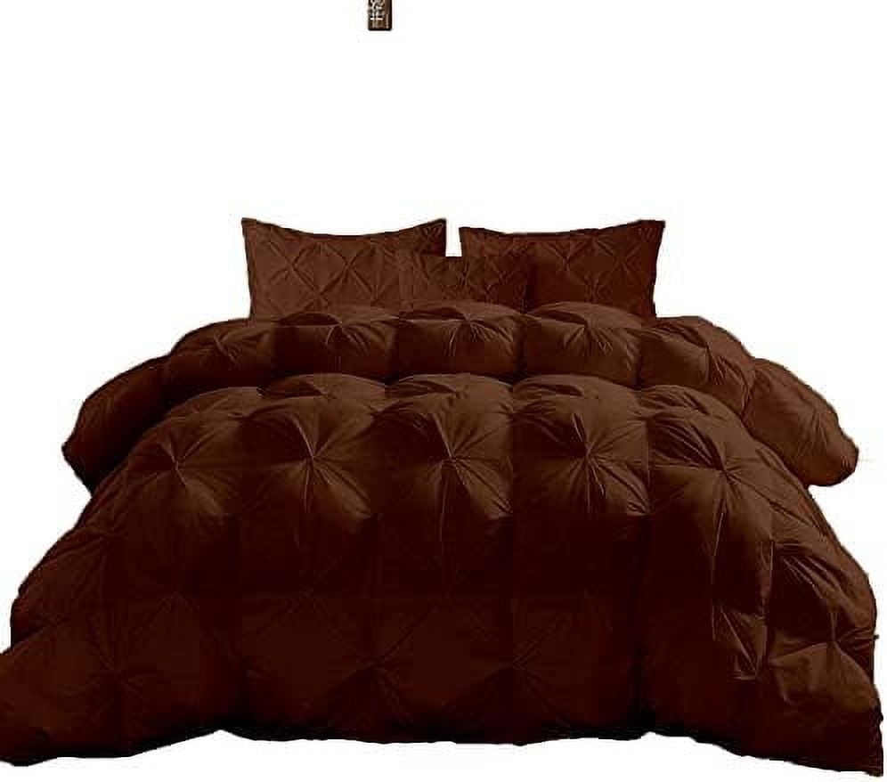 TJUNBOLIFE Blue Solid Pinch Pleated Down Comforter Oversized King Size