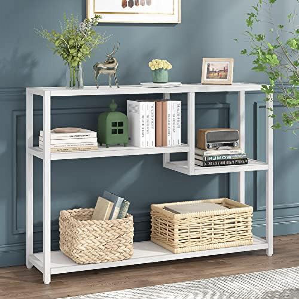 TJUNBOLIFE Console Table Small Black Entryway Table with Shelves 43