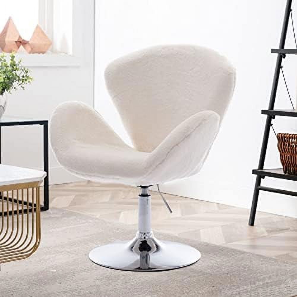 TJUNBOLIFE Contemporary Long Fur Vanity Chair Stool with Back Height