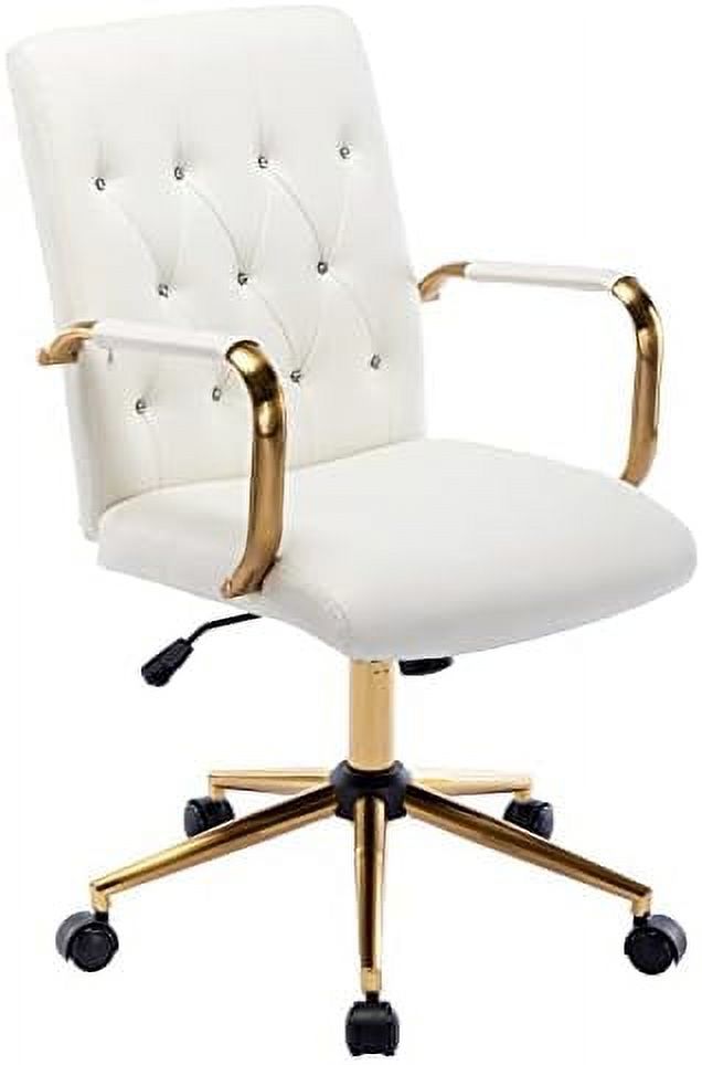 TJUNBOLIFE Duhome PU Leather Home Office Desk Chairs Modern Gold Task
