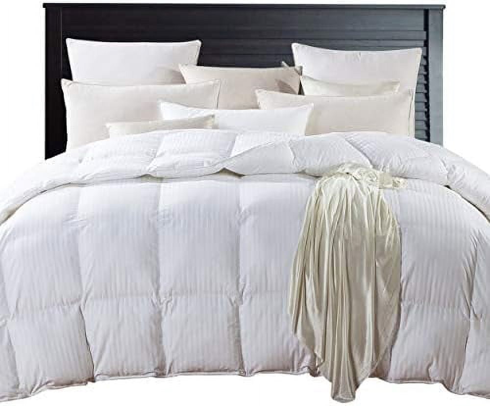 TJUNBOLIFE King/Cal King Size Super Luxurious White Damask Stripe 1200