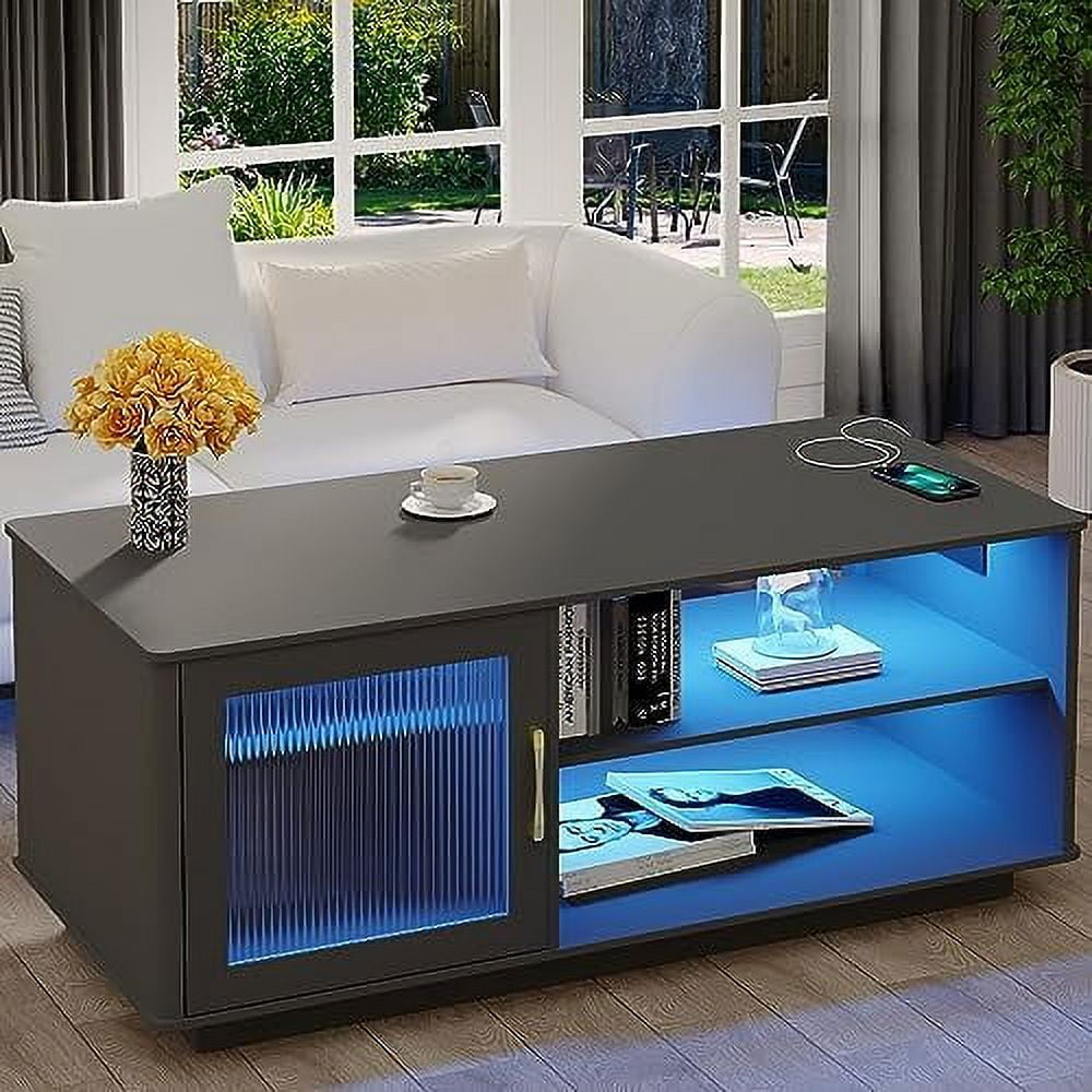 TJUNBOLIFE LED Coffee Tables for Living Room Center Table with and