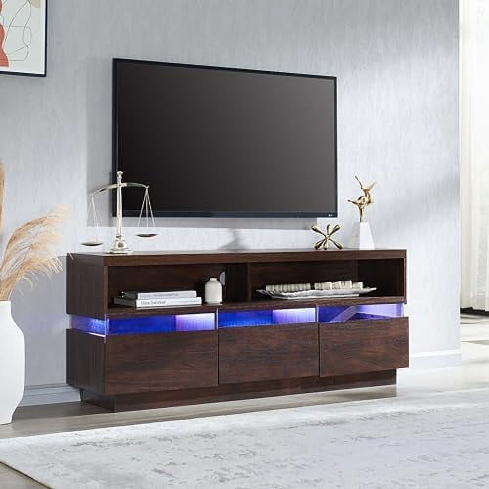 TJUNBOLIFE LED TV Stand for 75 Inch TV Media Console Table w/Soundbar