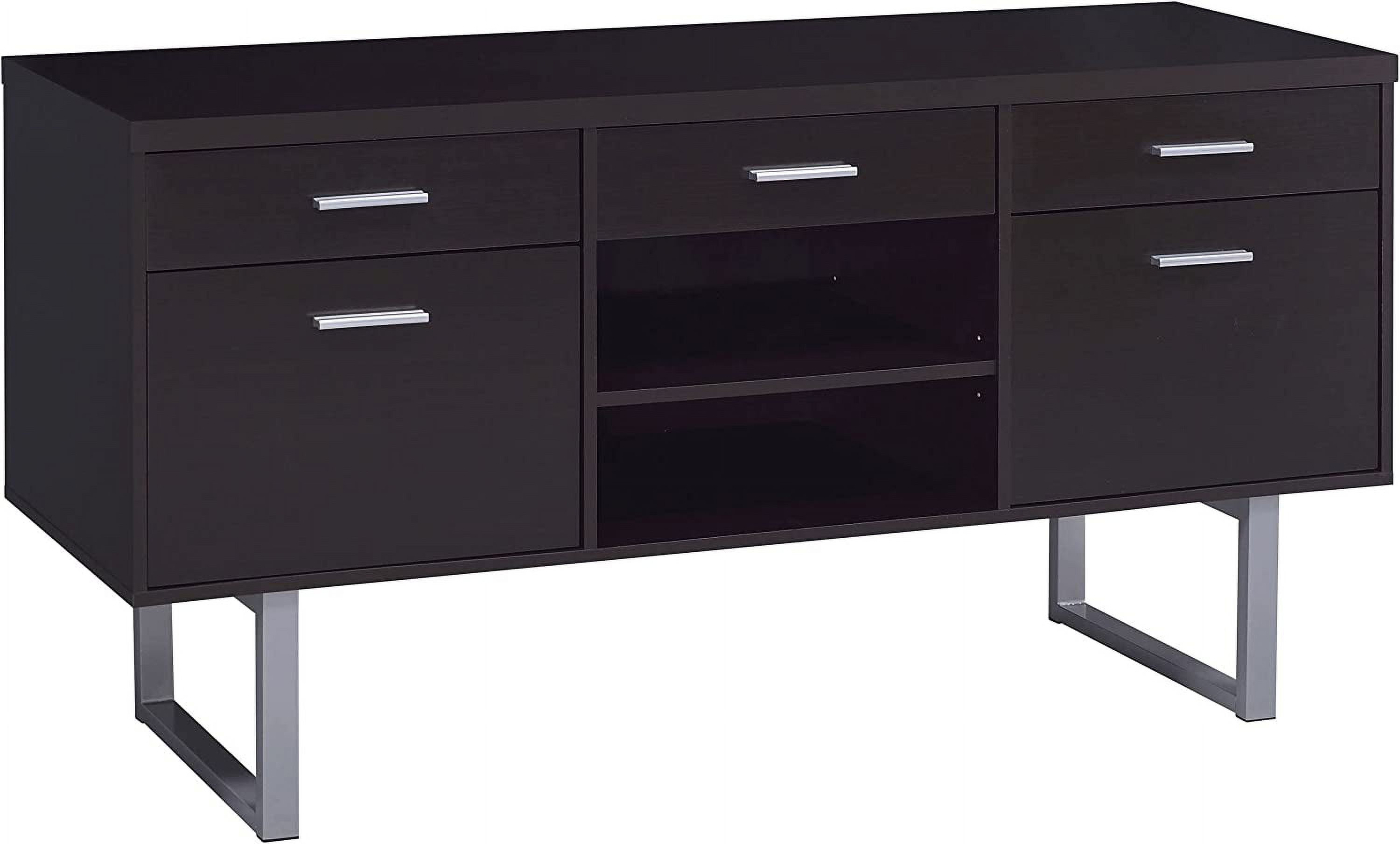 Contemporary 60'' Brown Home Office Desk with Filing Cabinet