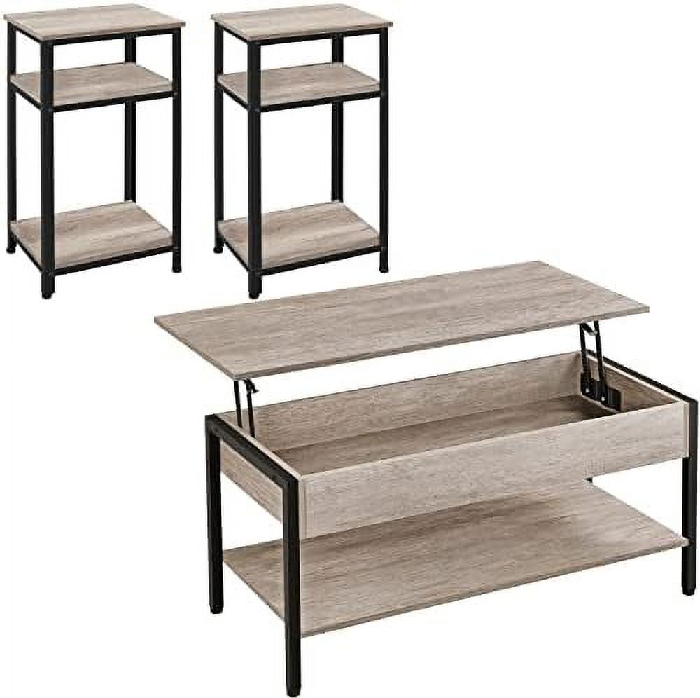 TJUNBOLIFE Lift Top Coffee Table Set of 3 for Living Room Lift Up ...