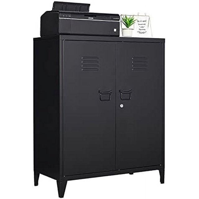 TJUNBOLIFE Metal Garage 71" H Tall White with 2 Doors and 5 Adjustbale Shelves