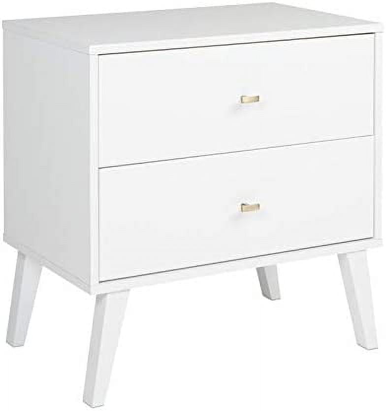 Milo Mid-Century Modern White 2-Drawer Nightstand