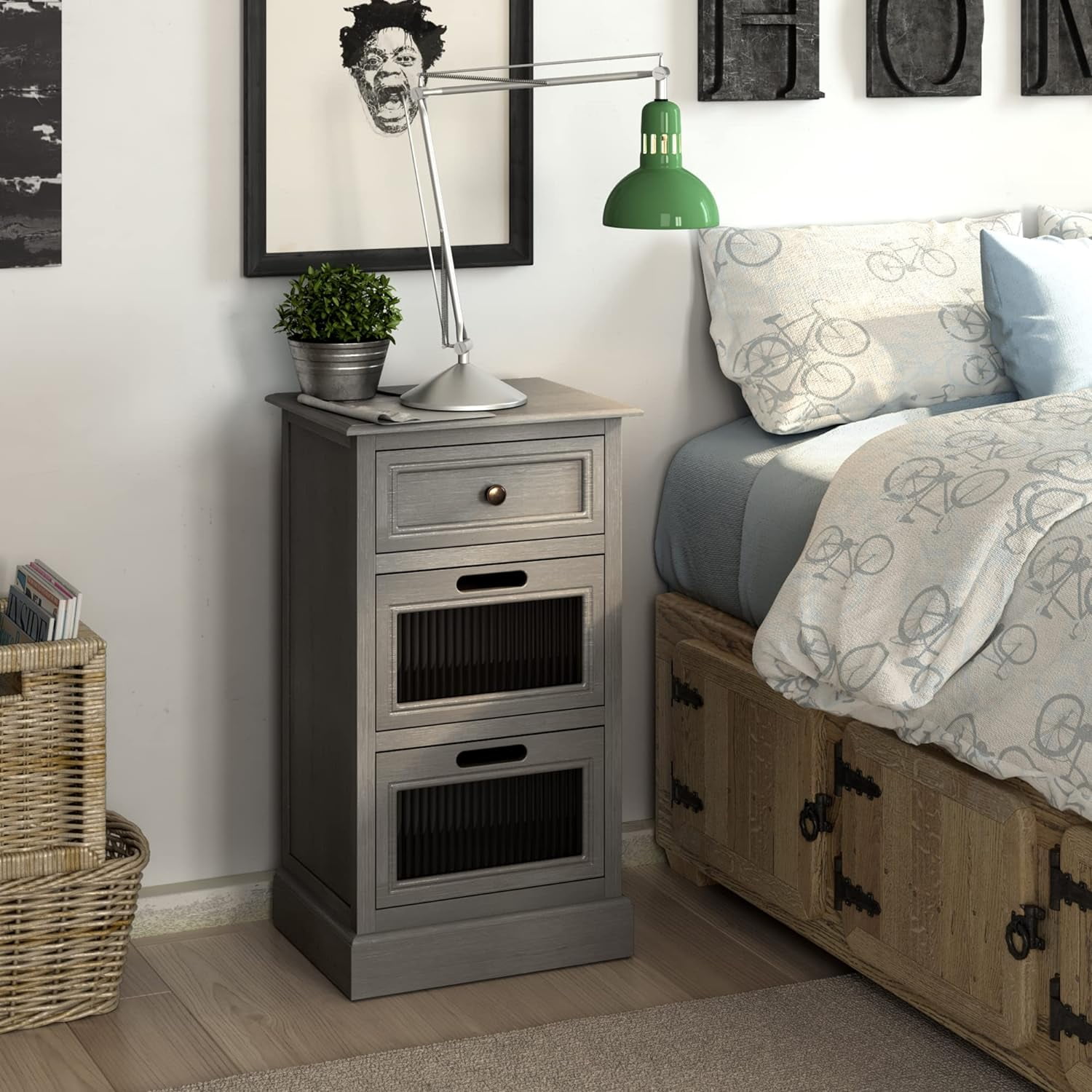 TJUNBOLIFE Mid Century Modern Nightstand Fully Assembled Nightstand