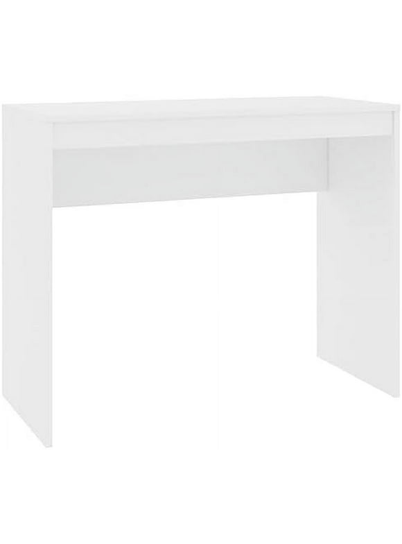 TJUNBOLIFE Modern White and Sonoma Oak Desk - Compact Desk for Office  Dorm  Home - 35.4&#34;x15.7&#34;x28.3&#34; Size - Engineered Wood  - Easy to Clean