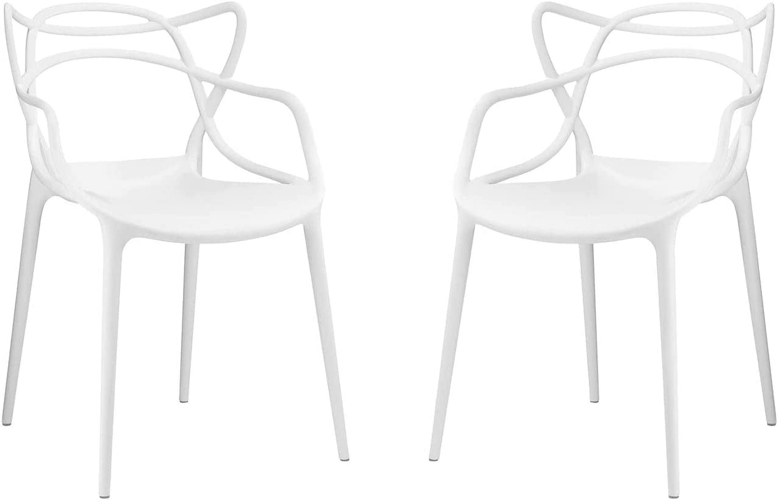 Entangled Modern Low-Profile White Plastic Armchair