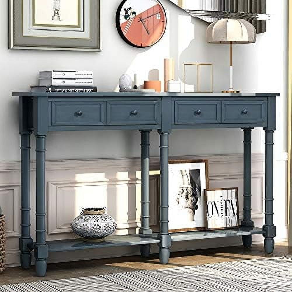 TJUNBOLIFE Retro Console Table Sofa Table for Entryway with Drawers and Living Room Table (Grey