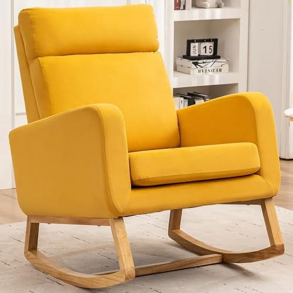 Tjunbolife Rocking Chair Nursery Glider Modern Accent Glider Chairs Upholstered Linen Rocker 6487