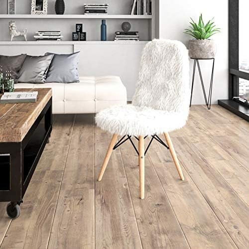 TJUNBOLIFE Shaggy Dog Light Pink Accent Chair