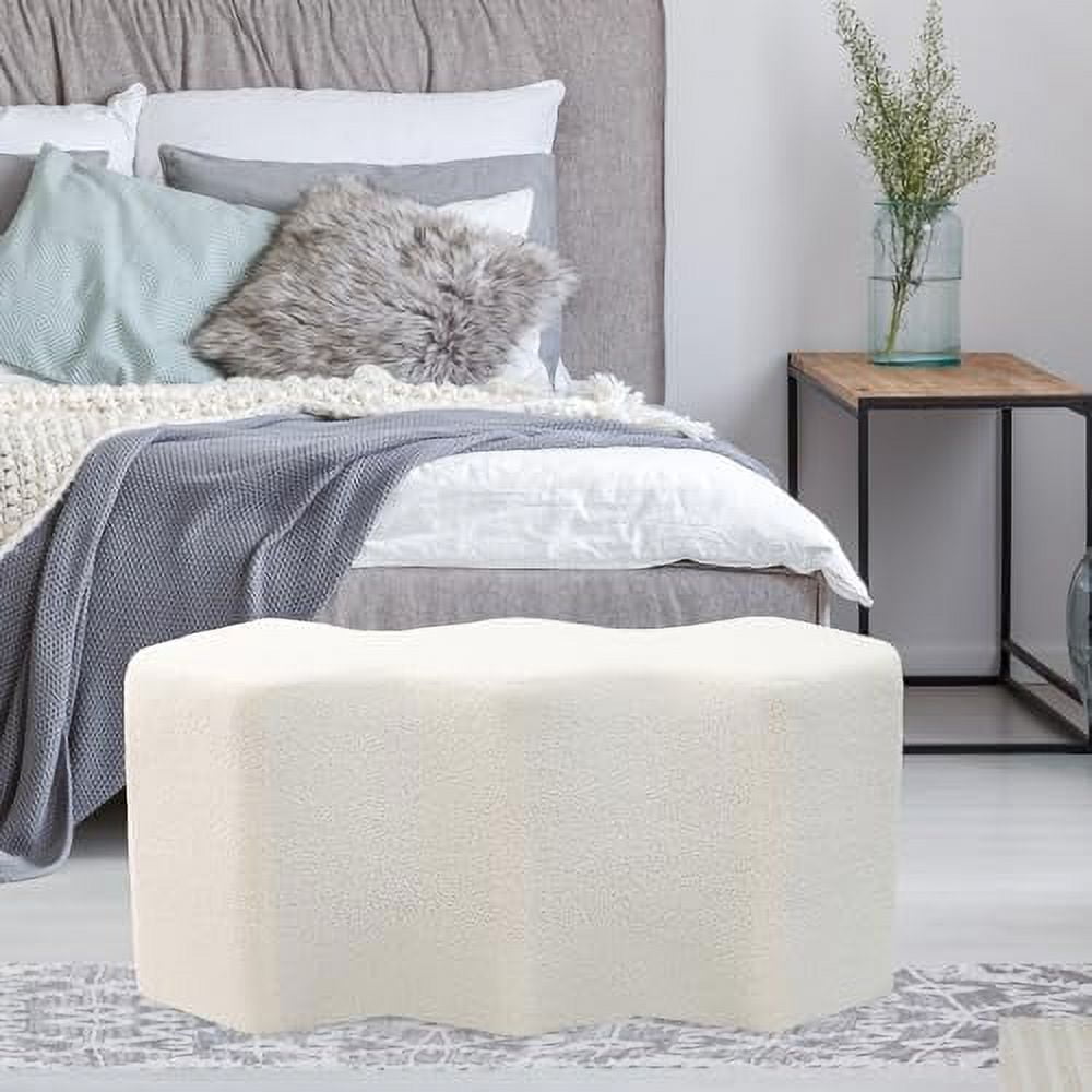 TJUNBOLIFE Sherpa Ottoman Bench MultiFunctional Foot Stool Coffee